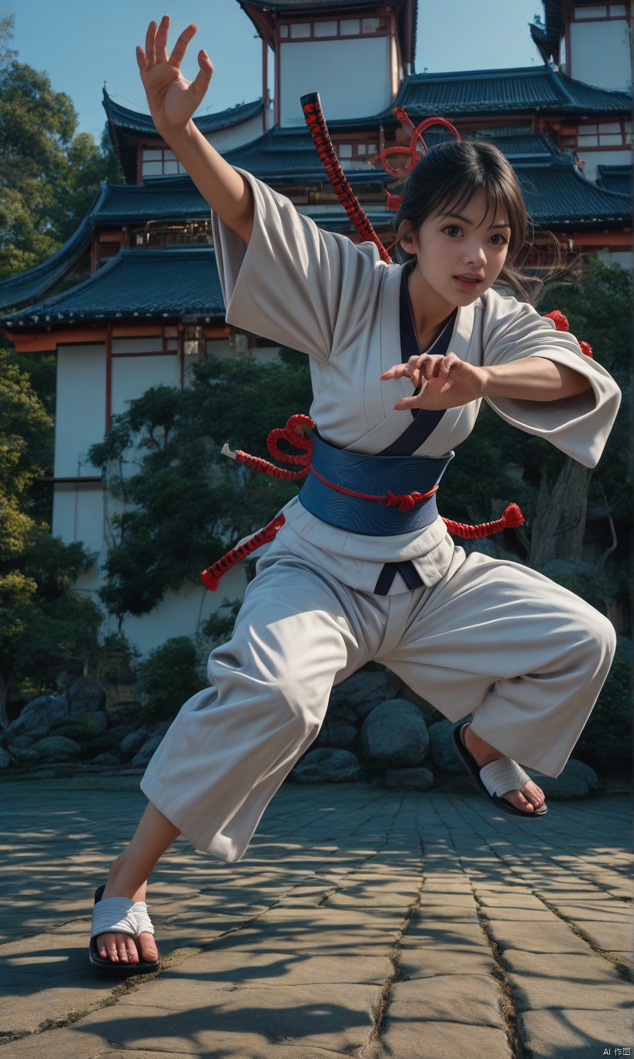 score_9_up, score_8_up, score_7_up, 1girl, Japanese (female samurai:1.5) in filigree samurai armor, Japanese luxury castle background, action pose, cinematic lighting, 4k, vantablack,   c0l0urc0r3, cute, bright colours,  real life photo,    zy_animation,  