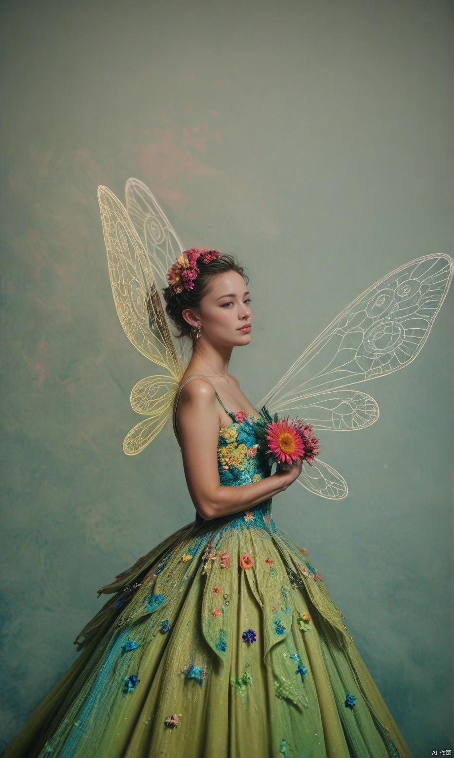 score_9, score_8_up, score_7_up, photo, (1girl), (long exposure:1.2),dynamic streaks, extreme detailed,(fractal design:1.3),colorful,highest detailed,chiffon dress,jewelry,flower,fairy,wings on her back,upper body, 35mm film photography, realist
