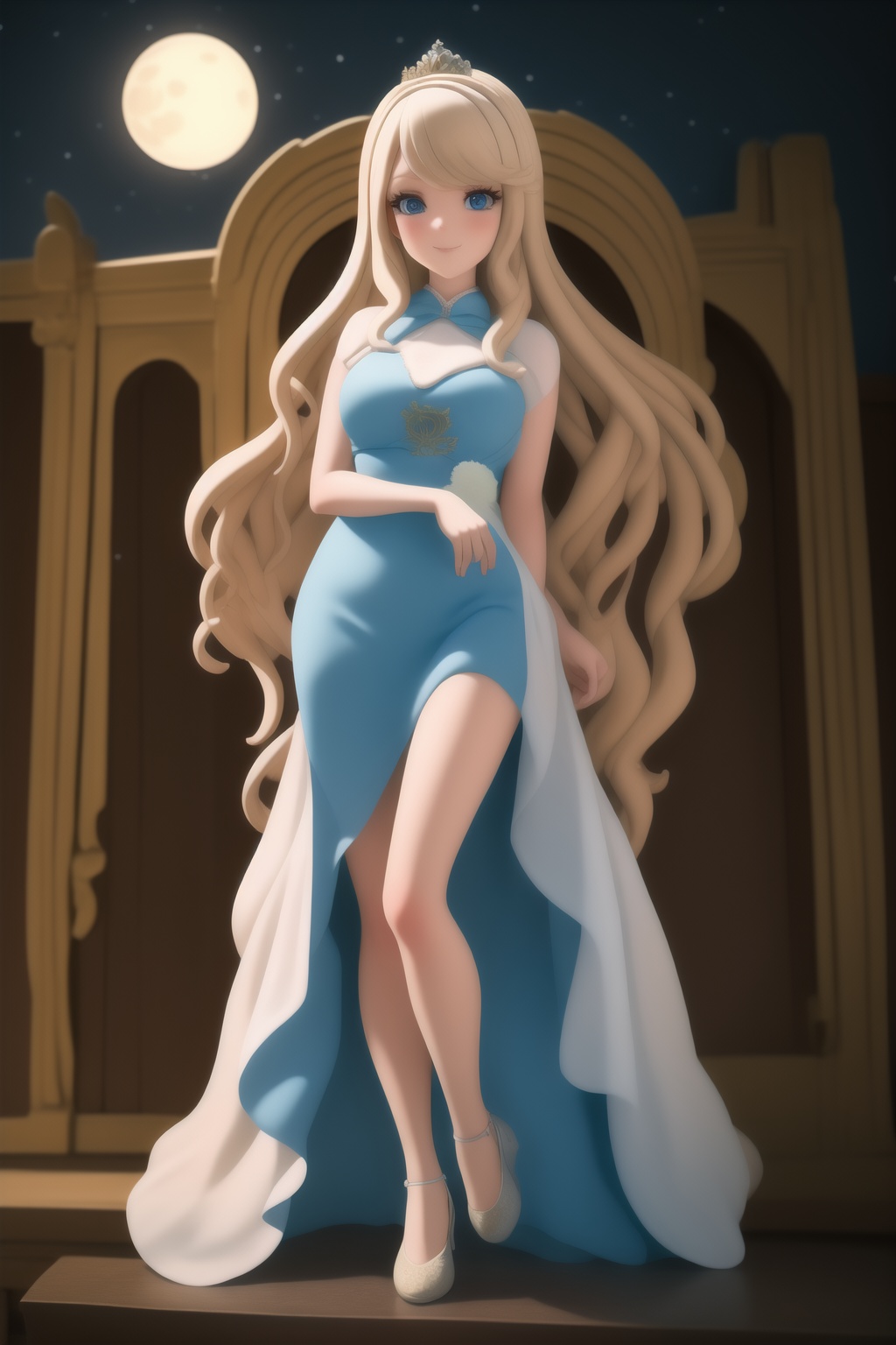 Slavic ancient beautiful blond blue eyed woman man ancient Slavic goddes of night and winter Mara,  wearing ancient dark b...