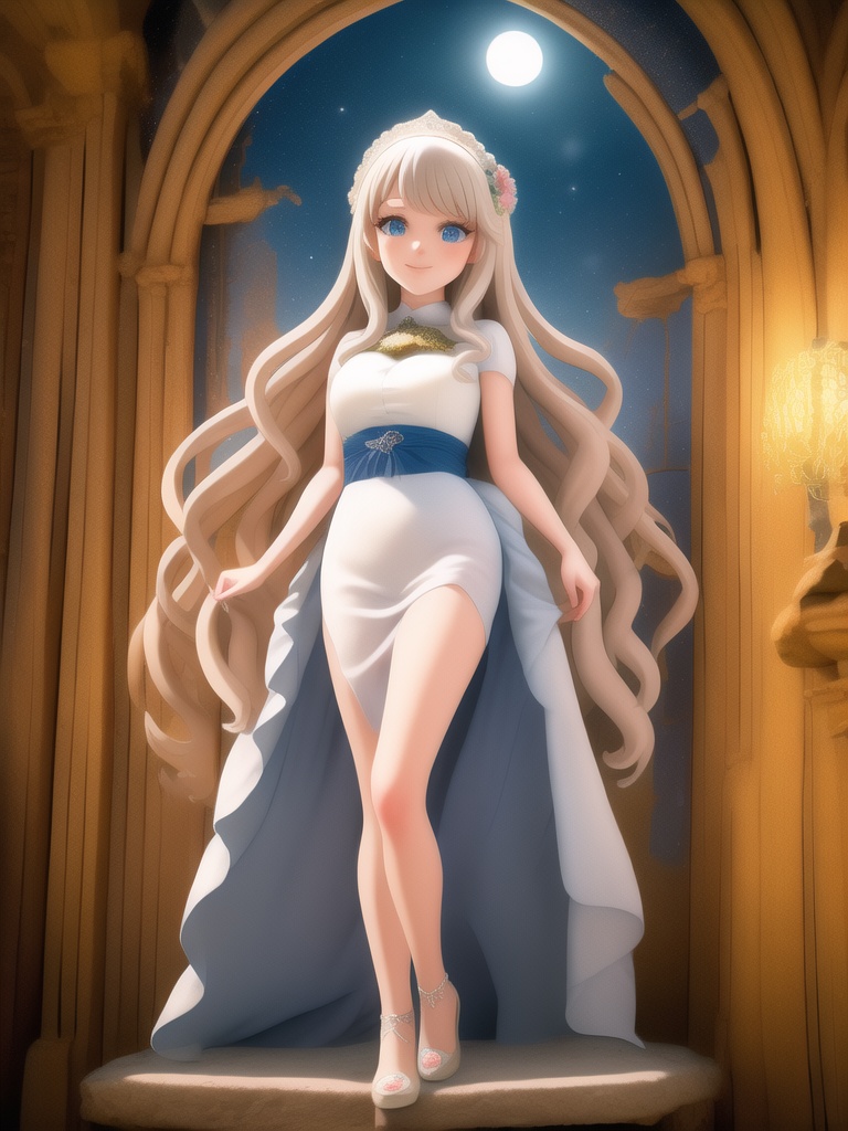 Slavic ancient beautiful blond blue eyed woman man ancient Slavic goddes of night and winter Mara,  wearing ancient dark b...