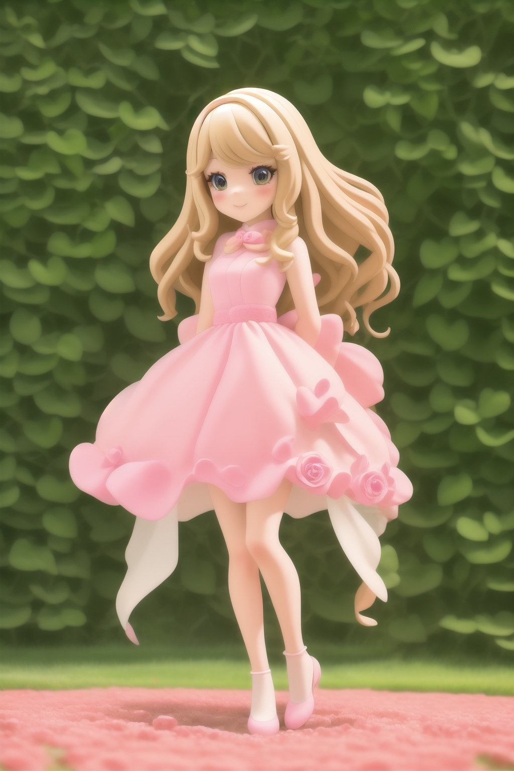 In a field of pink roses,  a beautiful blonde fairy is drawing an Oracle card. Around her,  cute butterflies on Tensor.Art