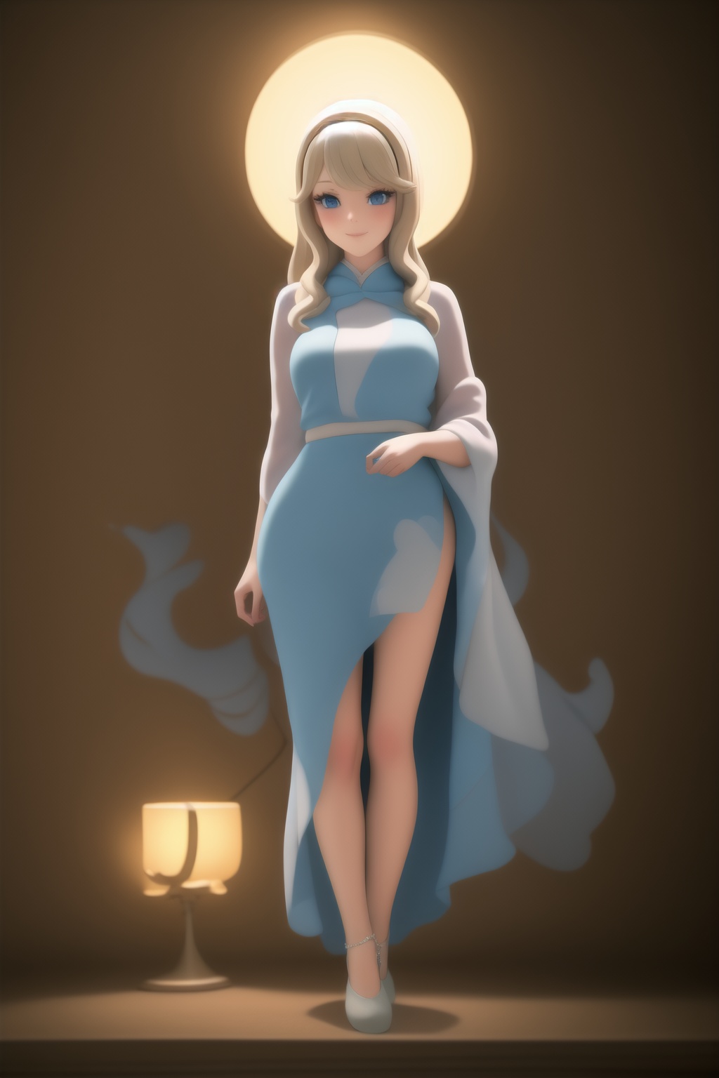 Slavic ancient beautiful blond blue eyed woman man ancient Slavic goddes of night and winter Mara,  wearing ancient dark b...
