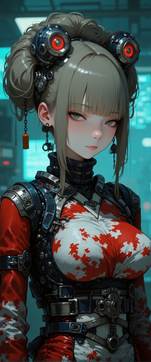 Comic book style,  Cyberpunk geisha,  intricate robotic exoskeleton integrated with traditional kimono on Tensor.Art