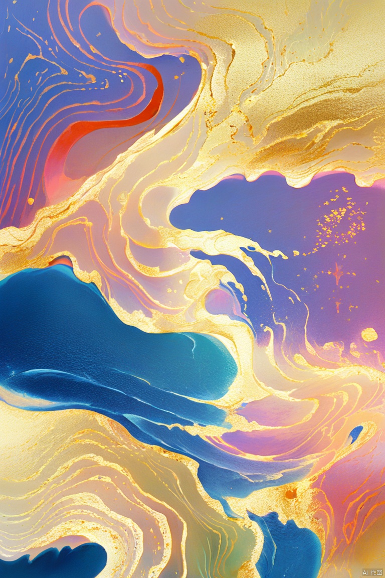  digital art illustration,微距摄影,五颜六色的流沙,金粉闪闪,充满流体质感,整体五彩斑斓,梦幻色调,柔和色彩,俯视角度,水纹清晰。在波浪之后是中国地图