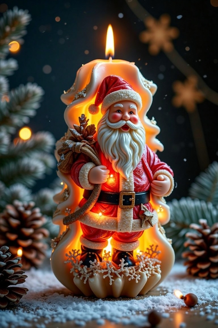 A candle carved with Santa Claus on Tensor.Art