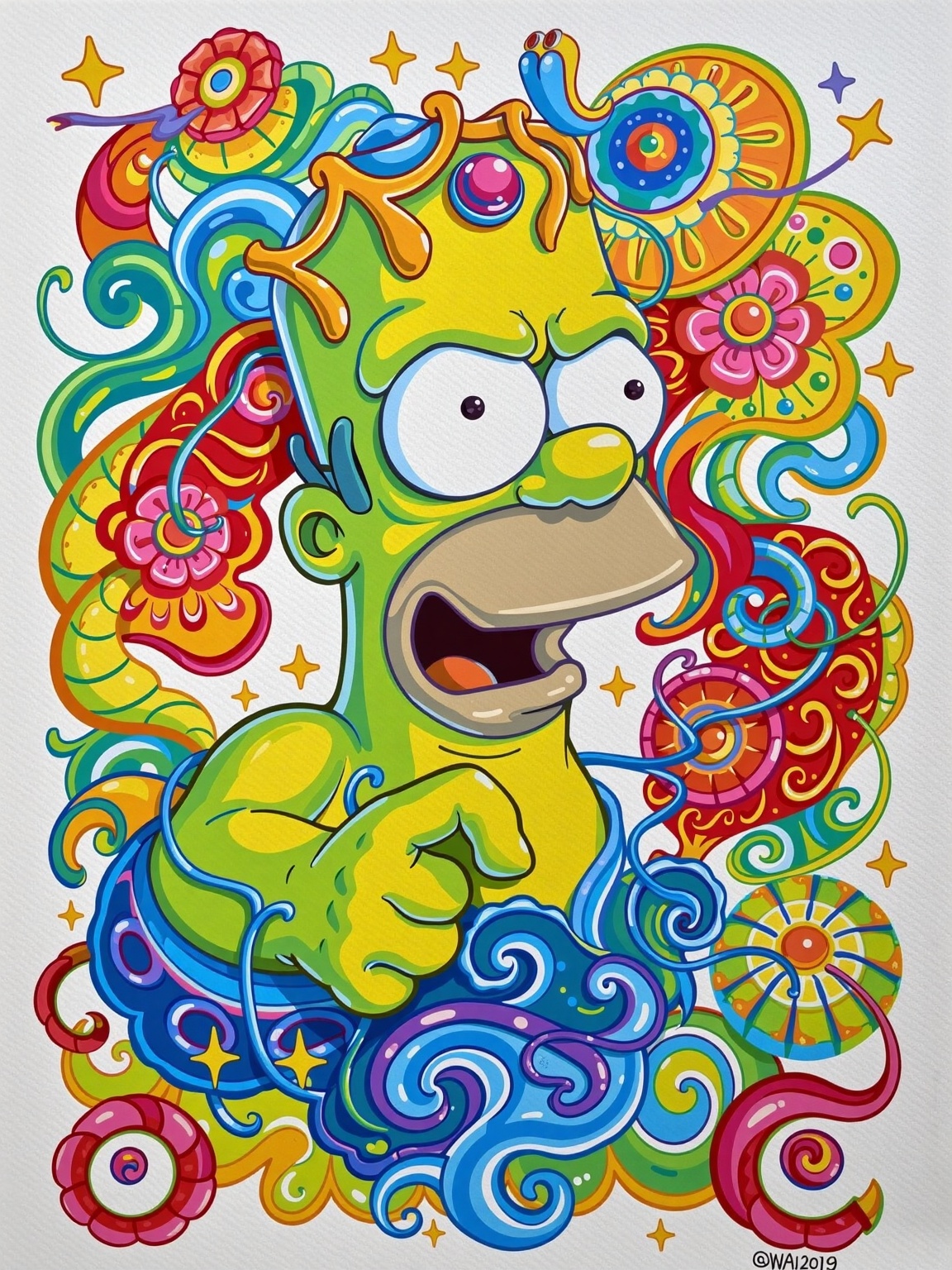 digital art illustration,  Homer Simpson,  volumetric lighting on Tensor.Art
