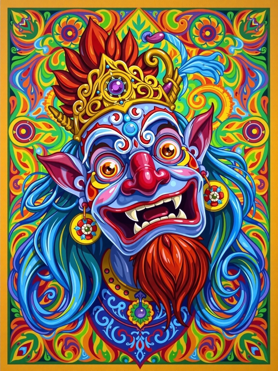 digital art illustration,  stylish colourful caricature - 3d vfx art - of a Archean Kali,  Cardinal on Tensor.Art