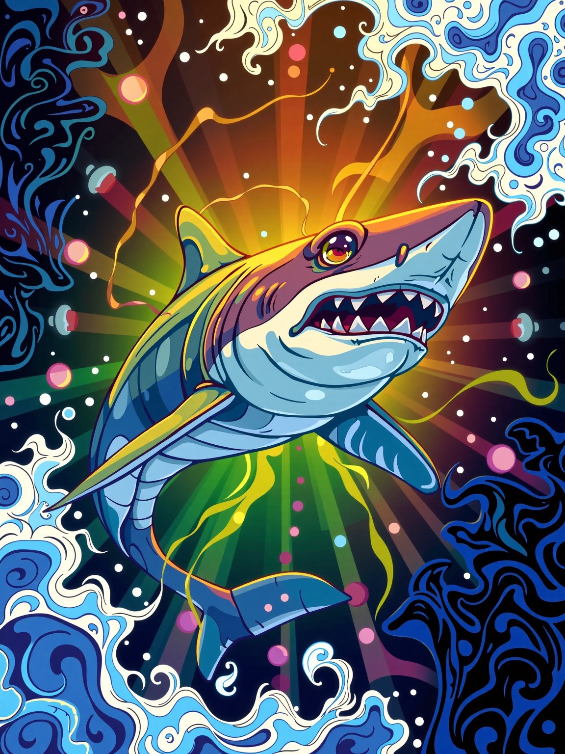 digital art illustration,  Shark,  volumetric lighting on Tensor.Art