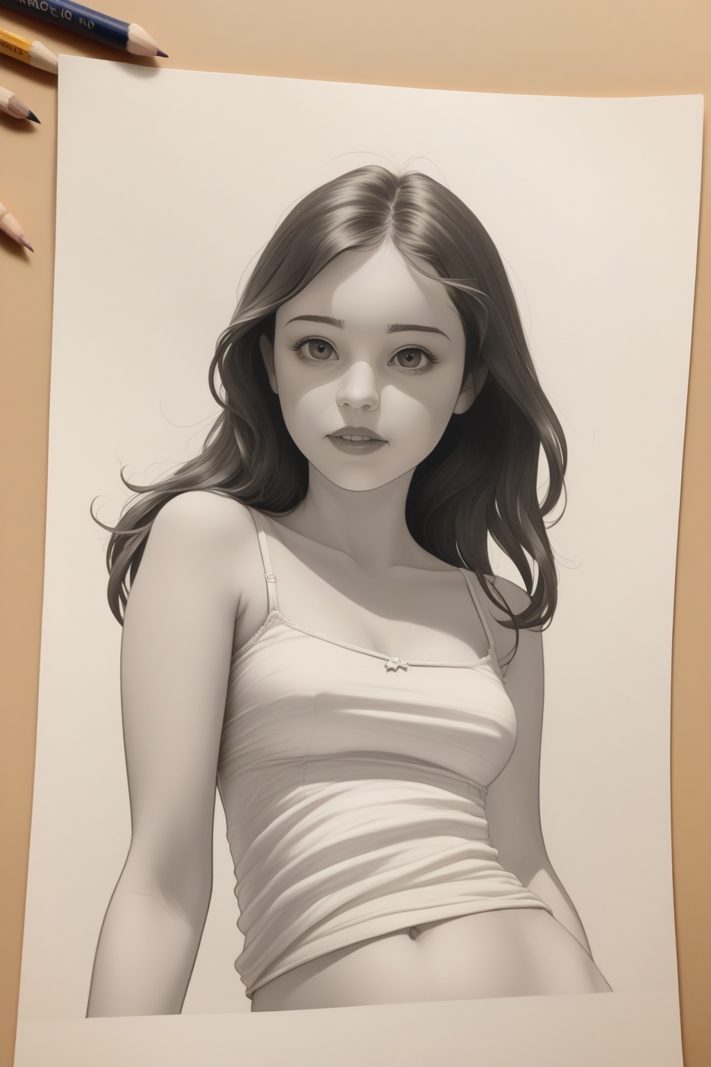female,  short camisole,  white on Tensor.Art
