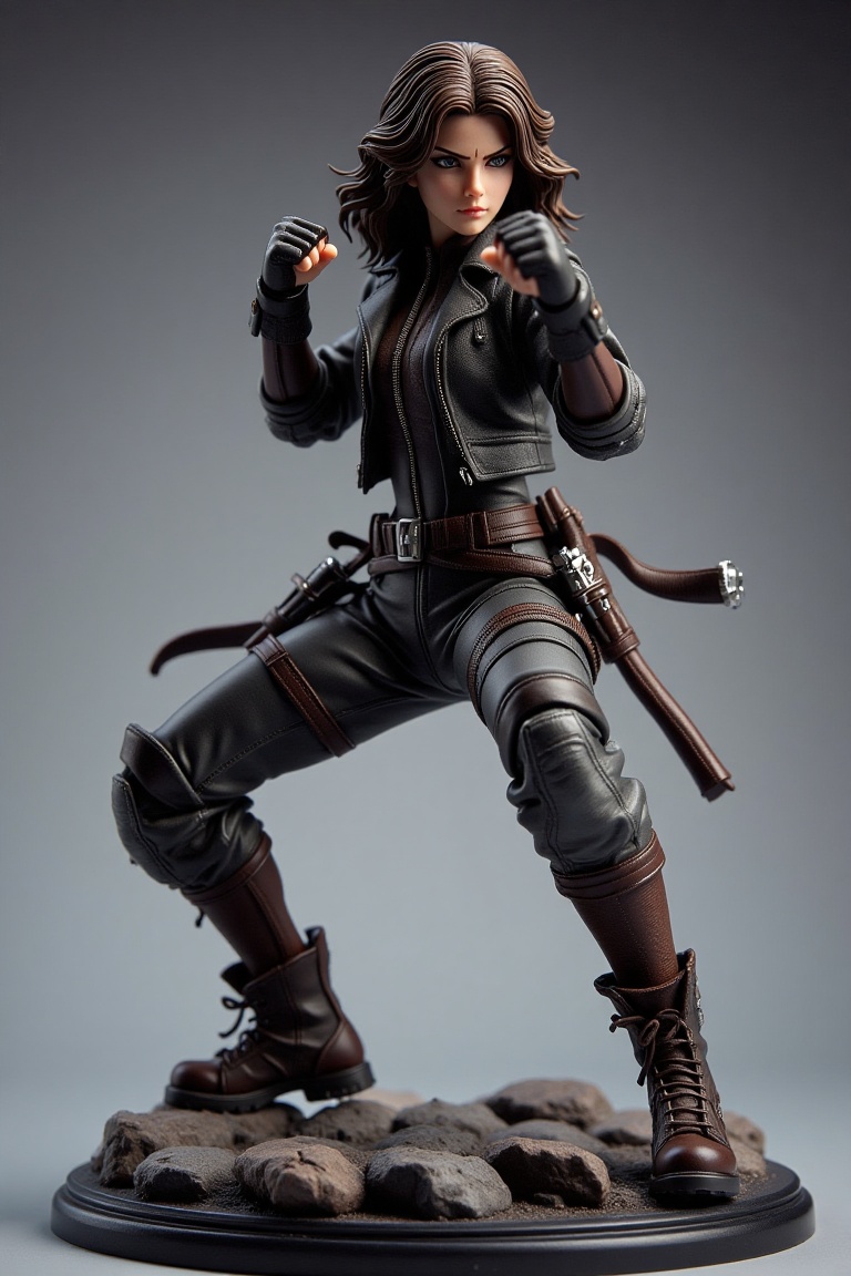 1girl,  a woman with fighting pose and leather outfit,  Action_Figure on Tensor.Art
