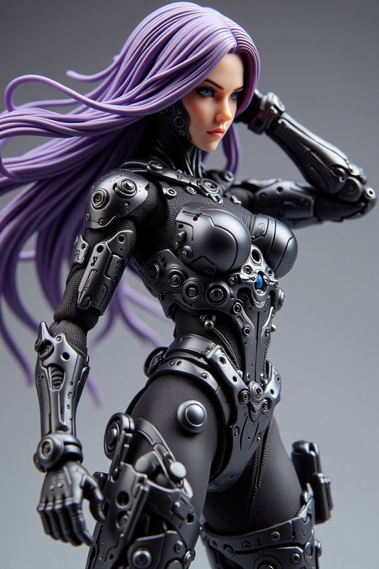 1girl,  a woman in a cybernetic suit,  long purple hair on Tensor.Art