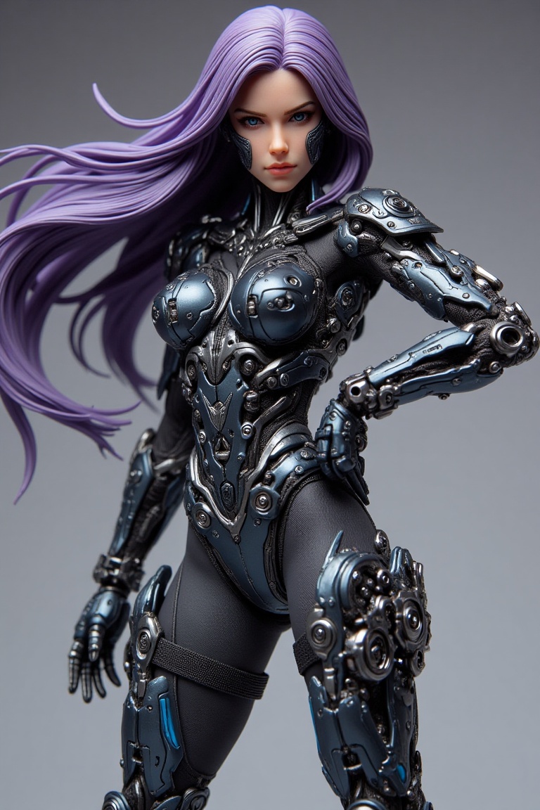 1girl,  a woman in a cybernetic suit,  long purple hair on Tensor.Art