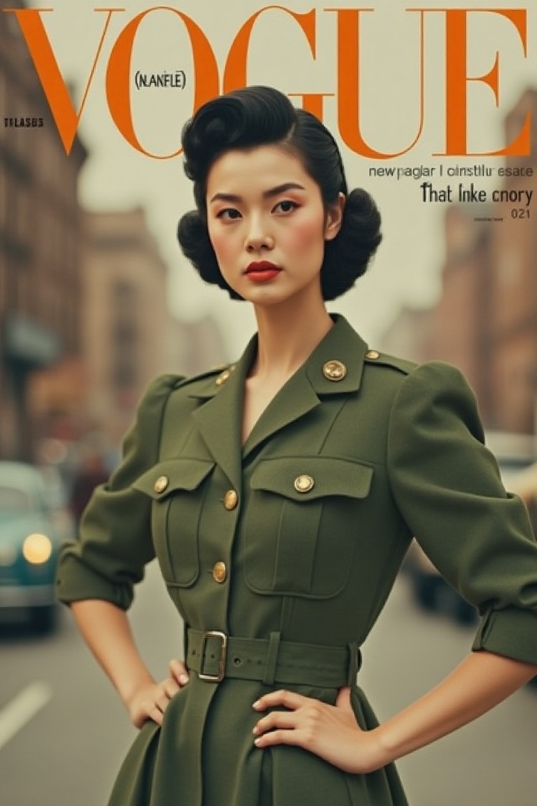 vintage_magz,  “Classic Vogue” in a thin,  modern sans-serif font features a poised young woman in a tailored 1940s A-line...