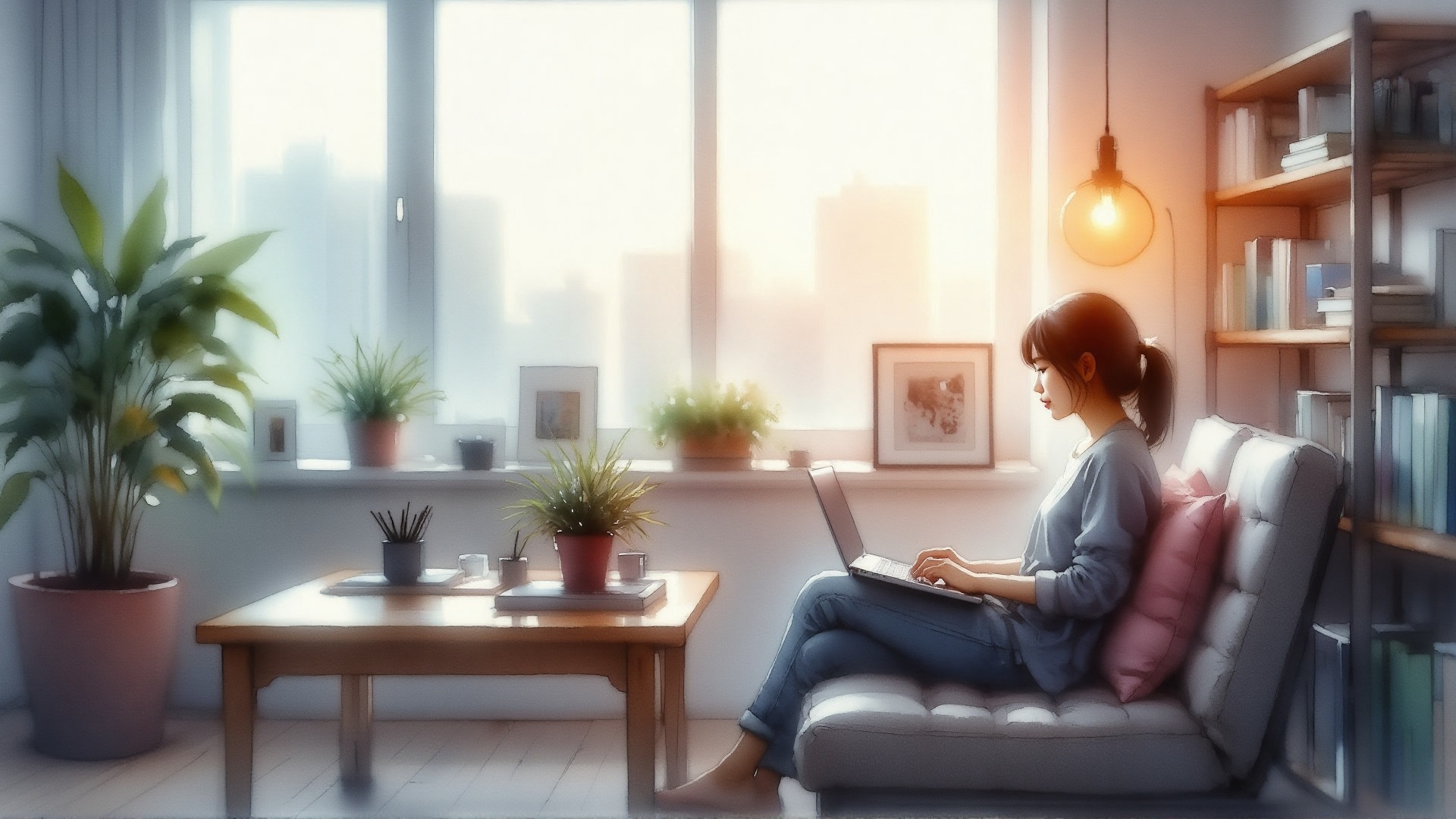 In a personal studio,  a 20-year-old Asian woman,  dressed casually and wearing glasses on Tensor.Art