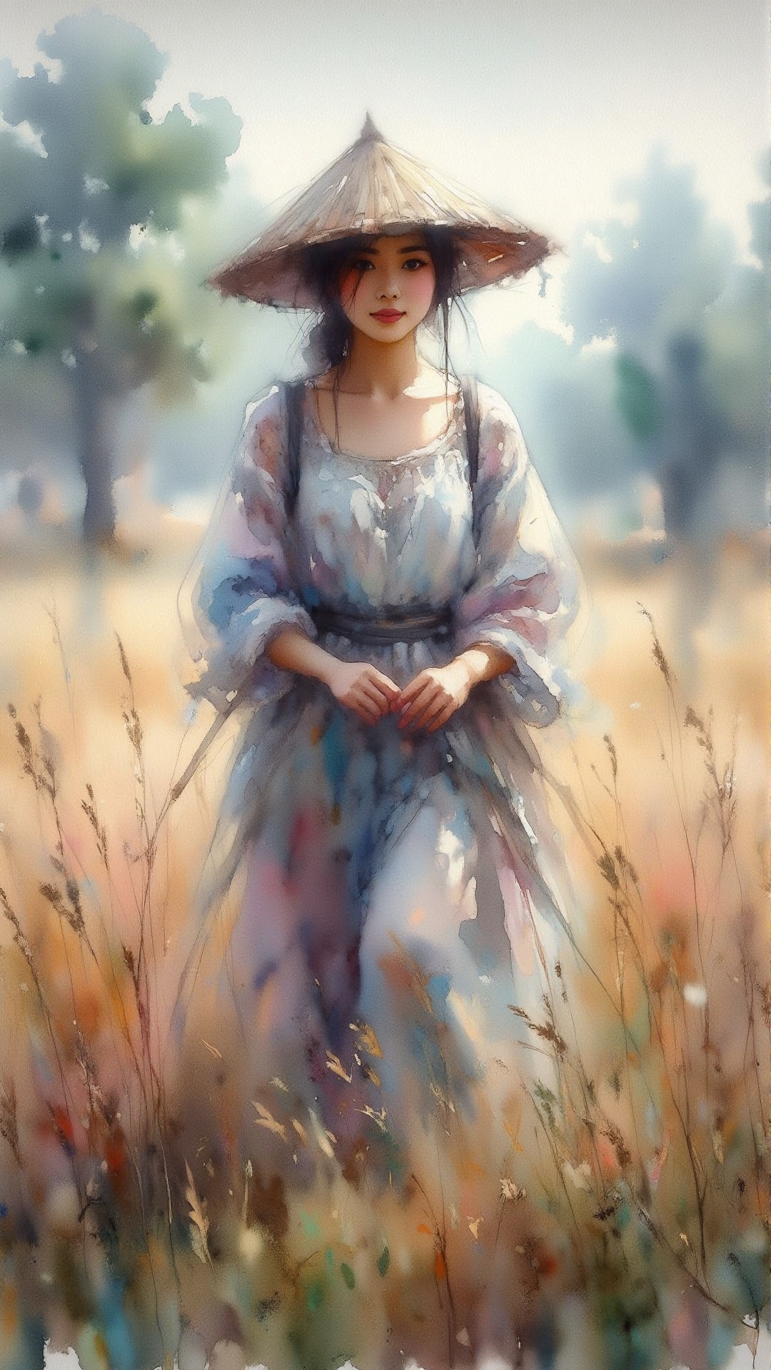 A shepherdess,  in the style of the Renaissance,  exuding elegance amidst pastoral beauty. on Tensor.Art