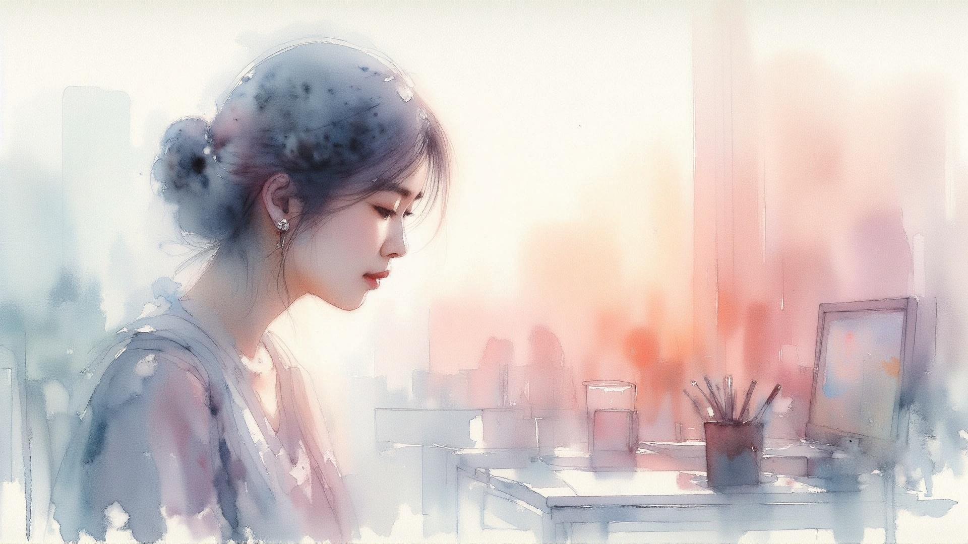 a 20 years old Asian woman,  .YunQiuWaterColorSoft4Flux on Tensor.Art