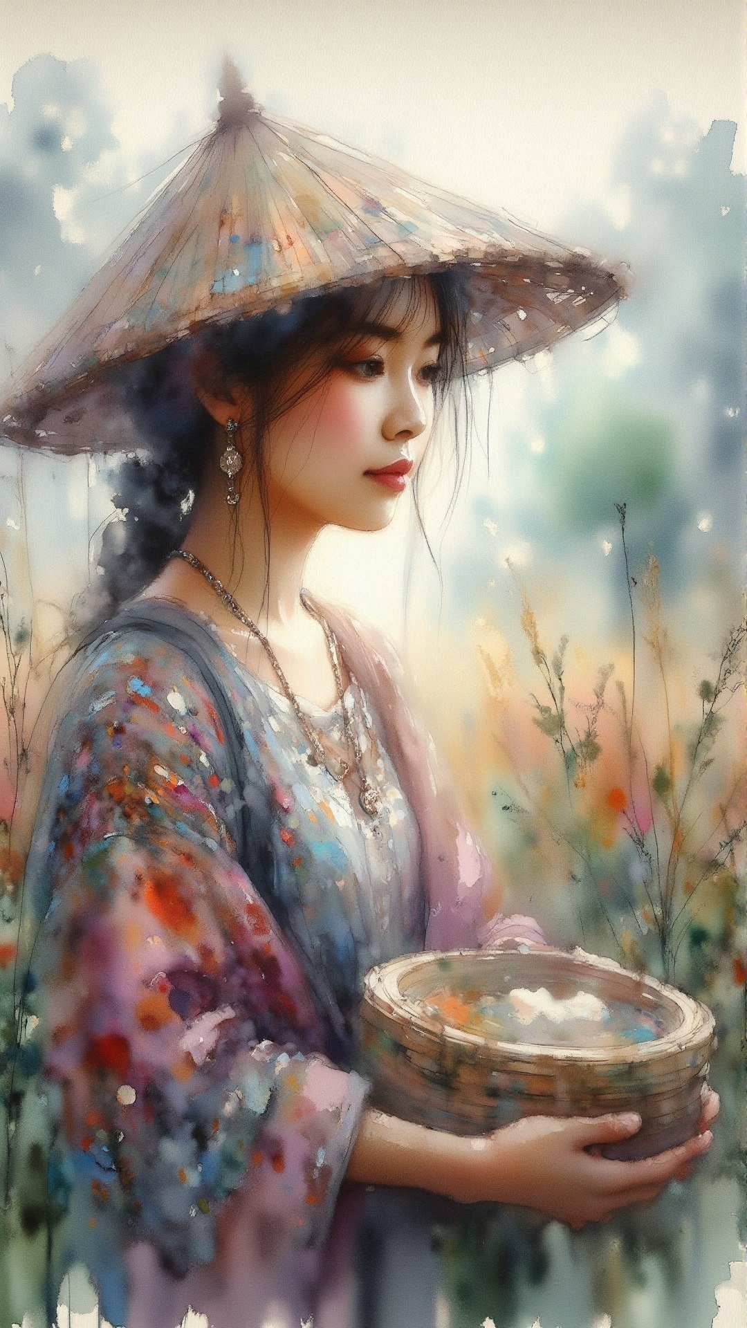 A shepherdess,  in the style of the Renaissance,  exuding elegance amidst pastoral beauty. on Tensor.Art