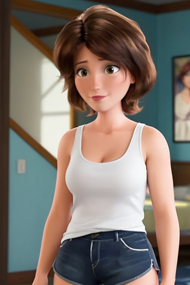 1girl,  short hair,  brown hair on Tensor.Art