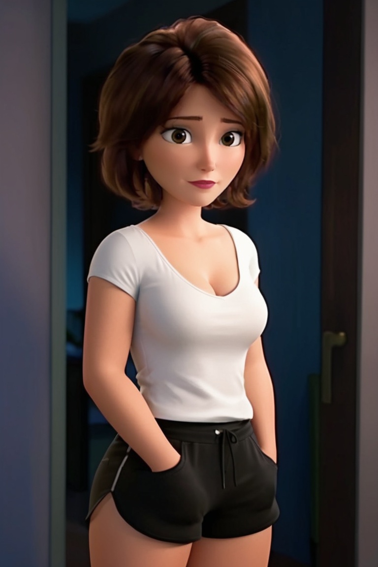 1girl,  short hair,  brown hair on Tensor.Art