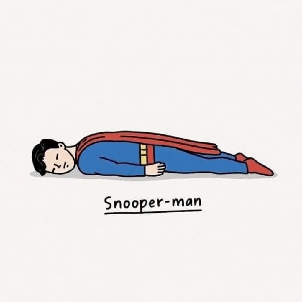 l4zy,  drawing of a superman. the words "Snooper-man" written below it. a lazy superman,  in the style of t0k on Tensor.Art