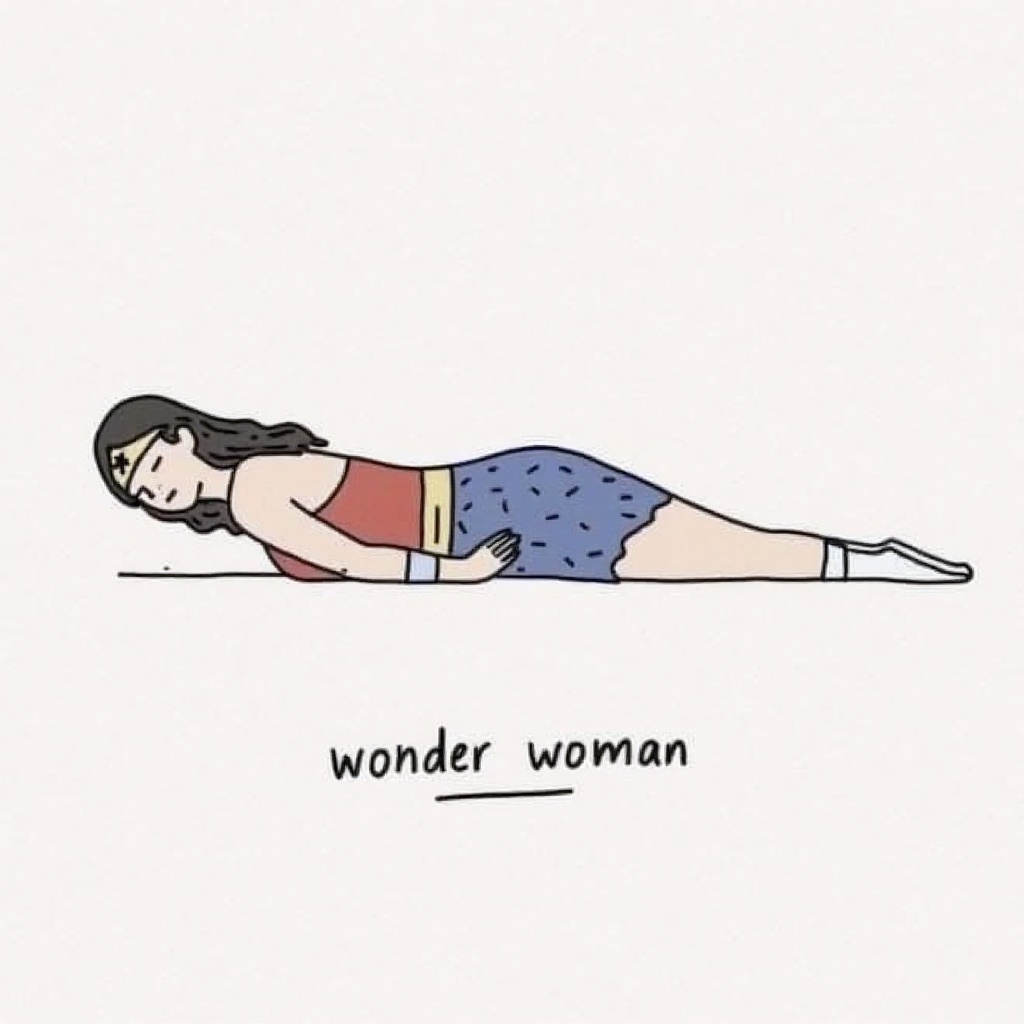 l4zy,  drawing of a wonder woman. the words "wander woman" written below it. a lazy wonder woman,  in the style of t0k on...