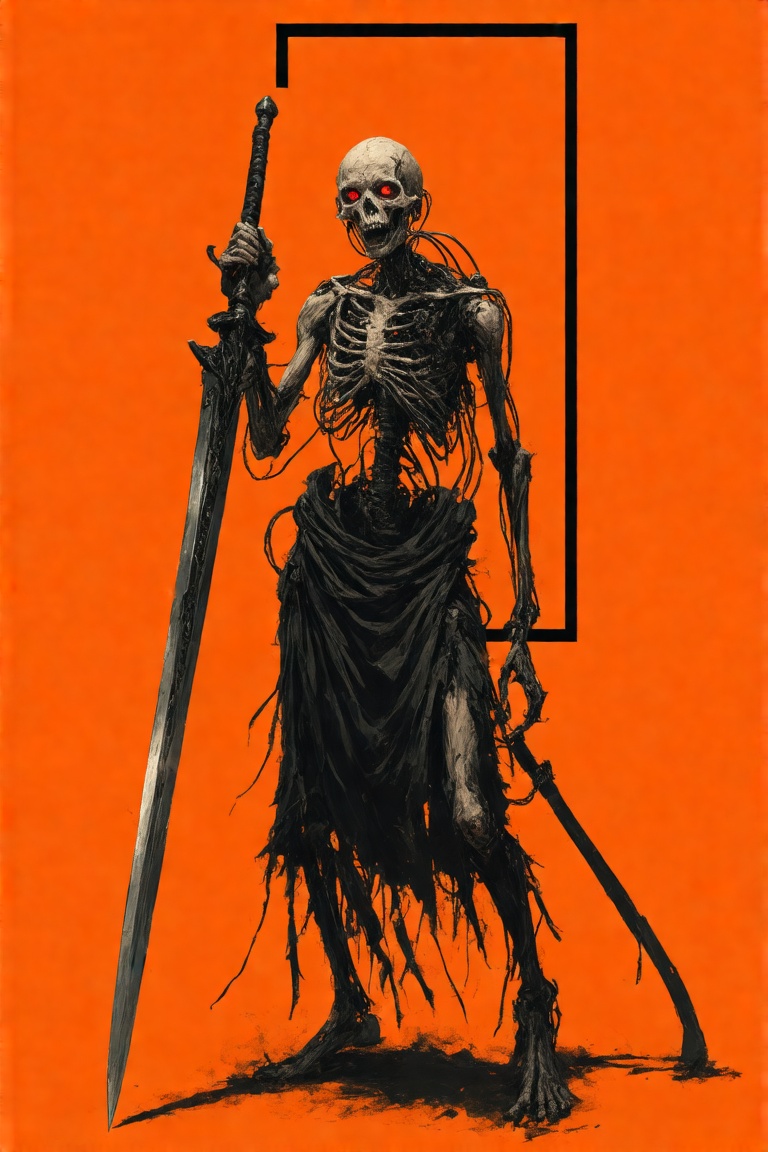 This art by Brian Sum is a digital drawing in a dark,  gothic style,  featuring a skeletal on Tensor.Art
