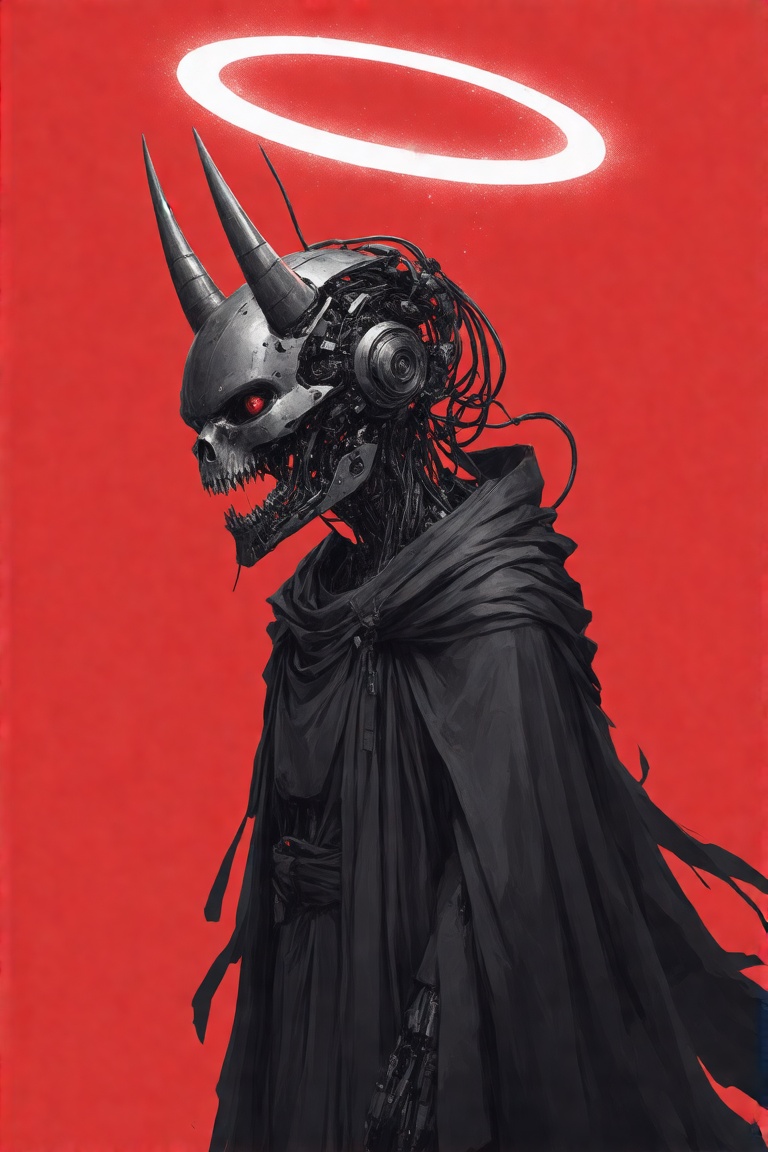This art by Brian Sum is a digital drawing in a stylized,  futuristic art style. It depicts a highly detailed,  robotic he...