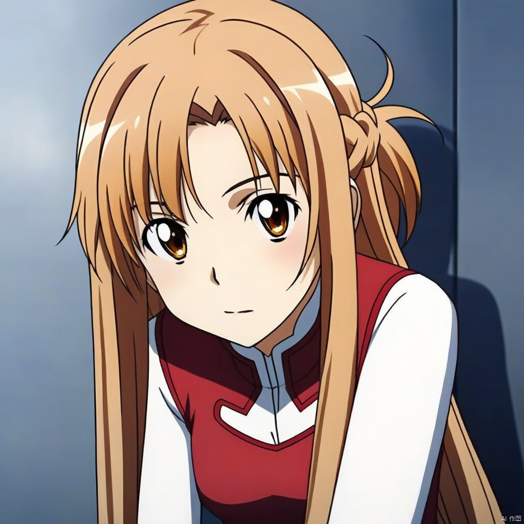 A 1girl character with yellow long hair, dressed in Asuna's student uniform, captured in a dynamic pose. The scene features light and shadow texture, creating a three-dimensional and layered effect with rich details. Rendered in 8K resolution, the image blends 2.5D CG with semi-realistic photos, showcasing a high level of realism and depth.
