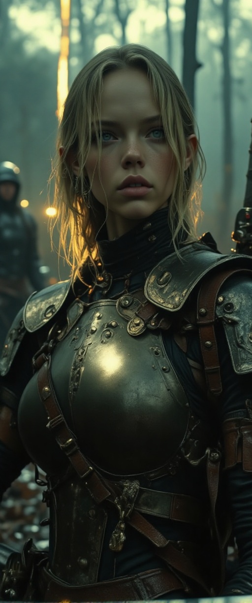 Here's a prompt for a striking 70mm lens photograph: A luminous,  photorealistic oil painting-style image captures a fierc...
