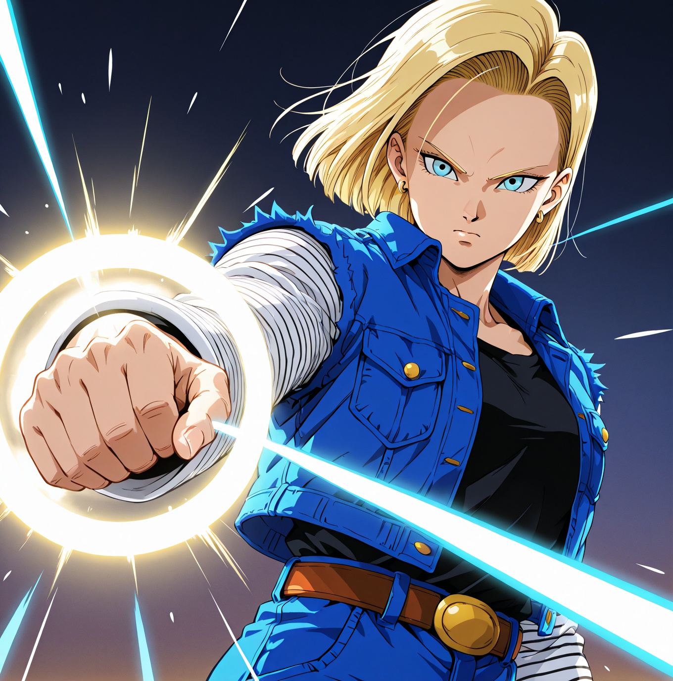 Android 18,  Semi-short hair,  blonde on Tensor.Art