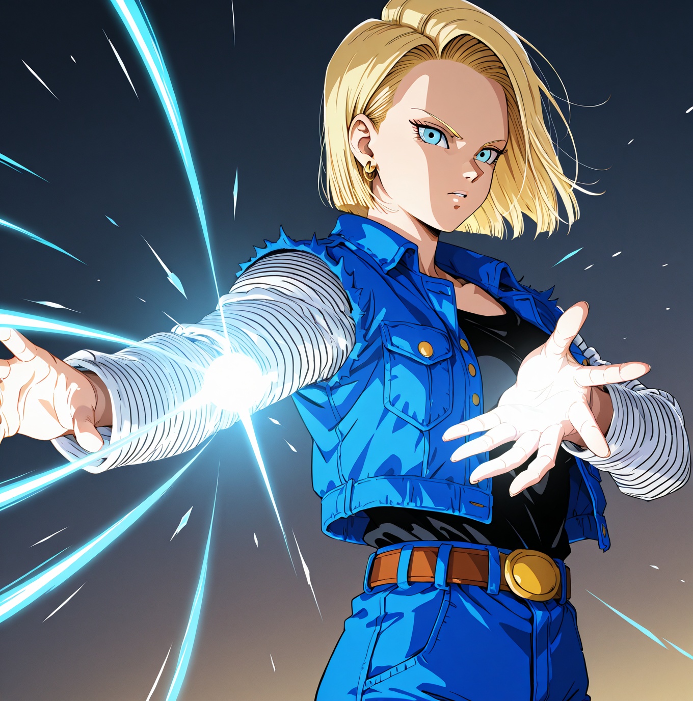 Android 18,  Semi-short hair,  blonde on Tensor.Art