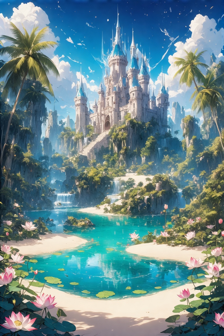 A mystical mirage unfolds before us,  a masterpiece of anime style fantasy. In the heart of a lush,  intricately detailed...