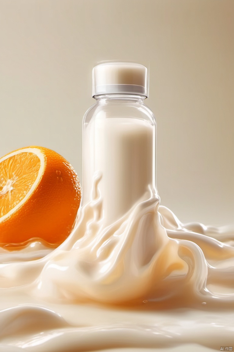 white milk,white liquid,water,blur,still life,shiny,white elastic,simple background,orange theme,masterpiece,high quality,moist,smooth,yoga texture,around the Bottle is a layer of flowing white liquid,elevation view,Ingredients in Face Cream,transparent water molecule,(transparent:1.5),
