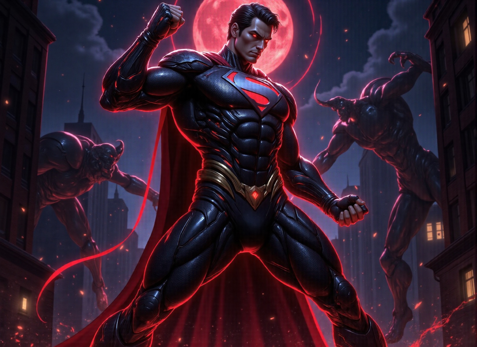 ). muscular body,  narrow waist,  intricate armor with glowing red neon inserts on Tensor.Art