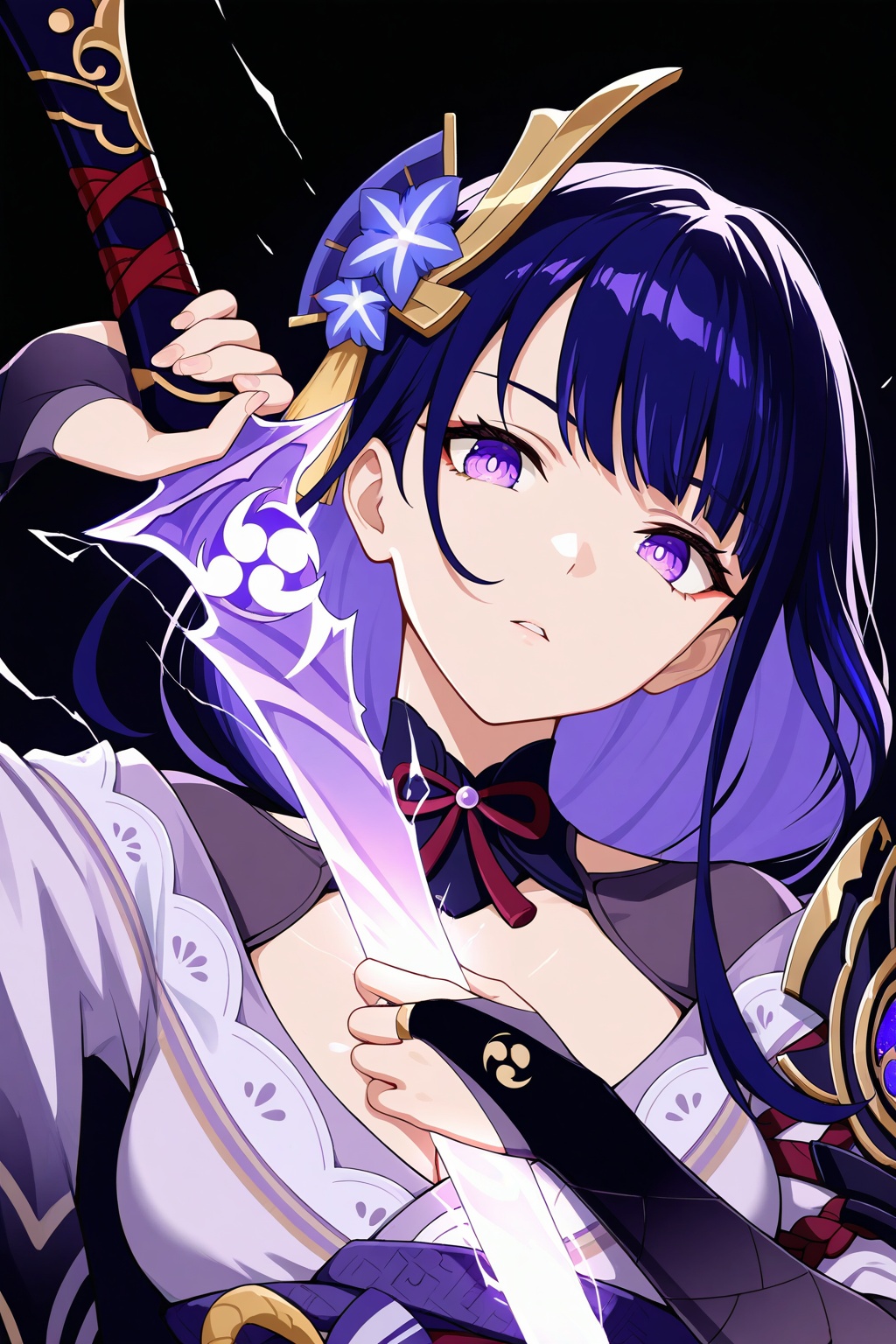 1girl,  raiden shogun,  holding sword on Tensor.Art