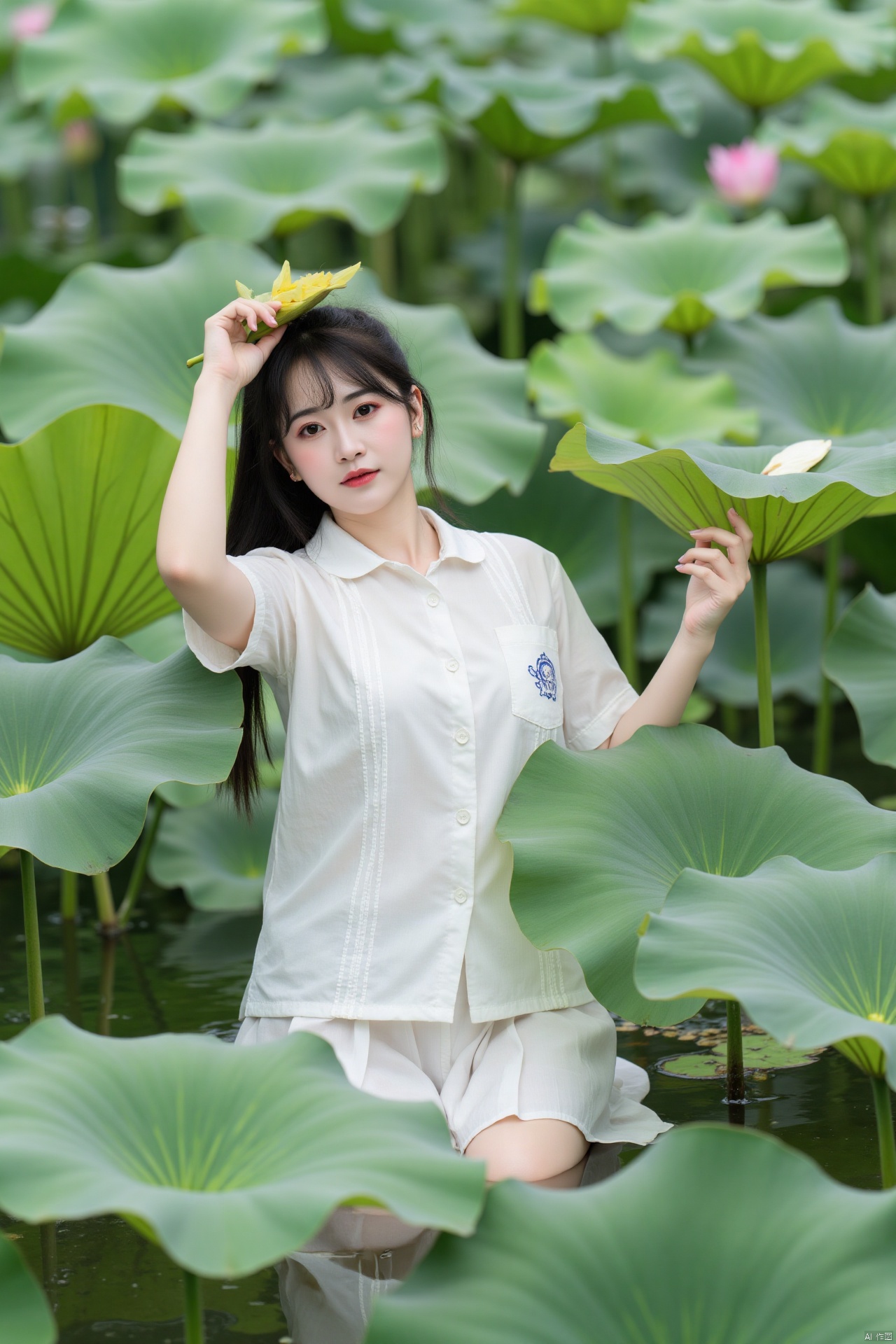 masterpiece,(best quality),official art, (1girl), (solo), ((looking_at_viewer)),(huge breasts:2.39),(full breasts:1.99),Xzhaoliner,(Lotus pond, lotus:1.52)
,Xyunxi,XyunxiX,XshengcaierX,Xzhukeer,Xdacishuwang,Xhehuahanfu,Xxiaofu