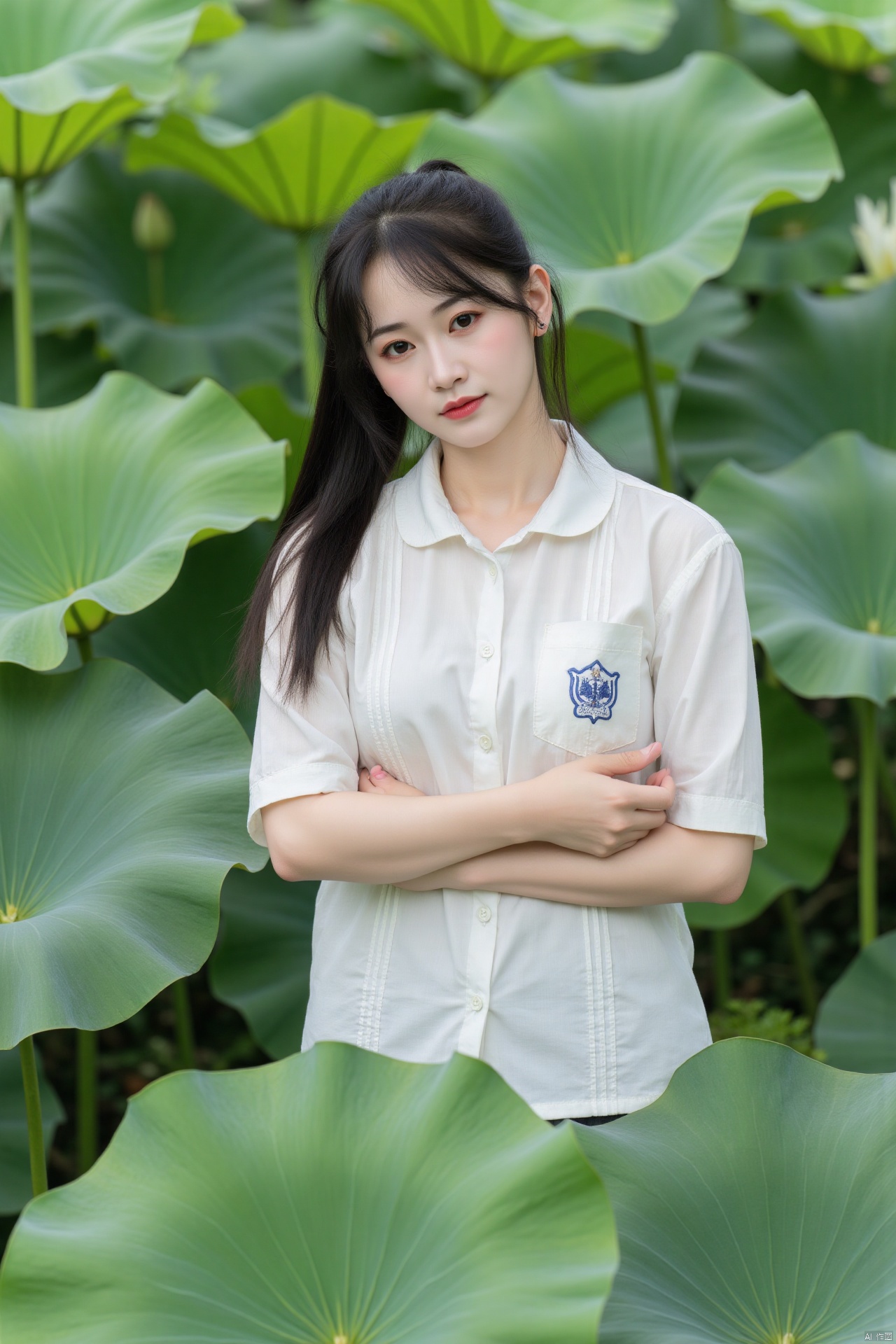 masterpiece,(best quality),official art, (1girl), (solo), ((looking_at_viewer)),(huge breasts:2.39),(full breasts:1.99),Xzhaoliner,(Lotus pond, lotus:1.52)
,Xyunxi,XyunxiX,XshengcaierX,Xzhukeer,Xdacishuwang,Xhehuahanfu,Xxiaofu