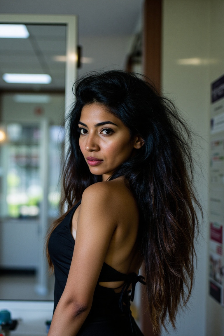 A tall gorgeous devious woman with long silky black hair. Captured using a Hasselblad H6D-100c medium-format camera for ma...