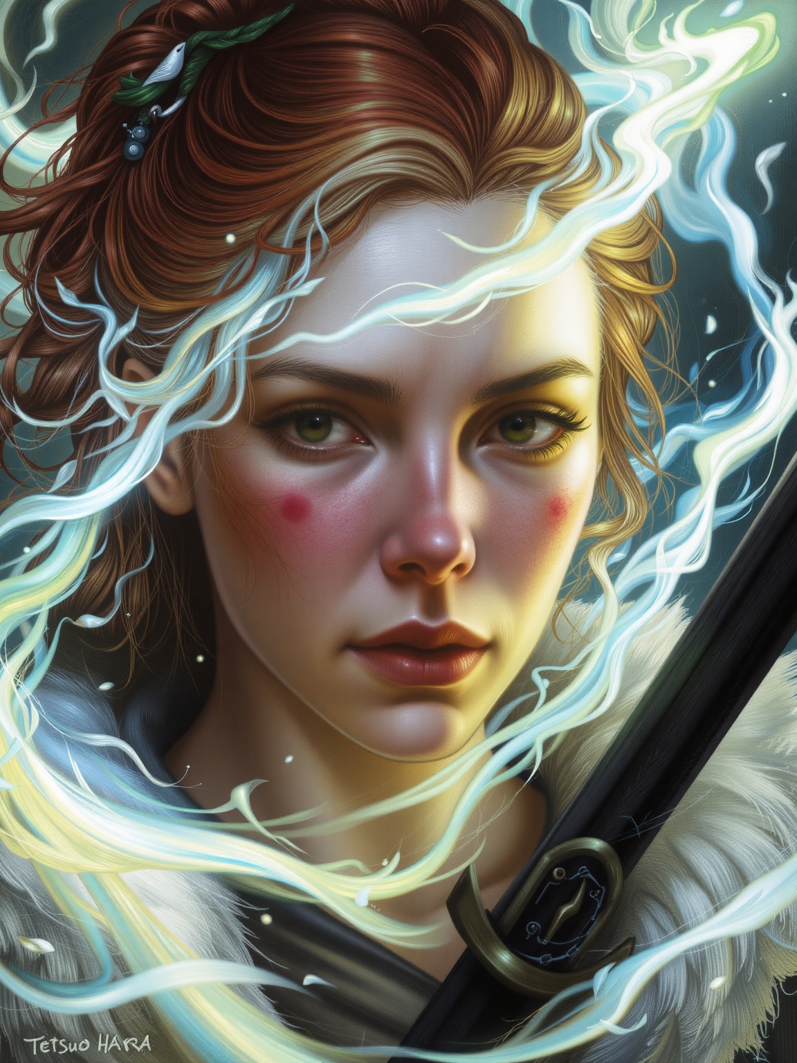 PsyCoMix, digital art, DD&D style portrait, fantasy, by Tetsuo Hara, digital art, 1girl, solo, Female Will-o'-the-wisp, Viking Berserker, Crustpunk, detailed face, epic composition, sharp focus, cinematic light, gorgeous, rich deep colors, dynamic dramatic atmosphere, highly enhanced, contemporary fine detail,adrr-prdnv