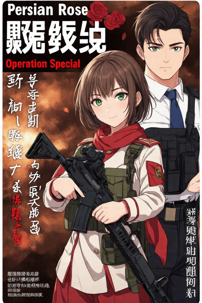 This image is a mangacover kei titled "Persian Rose: Operation Special,  " featuring a blend of anime and manga art styles...