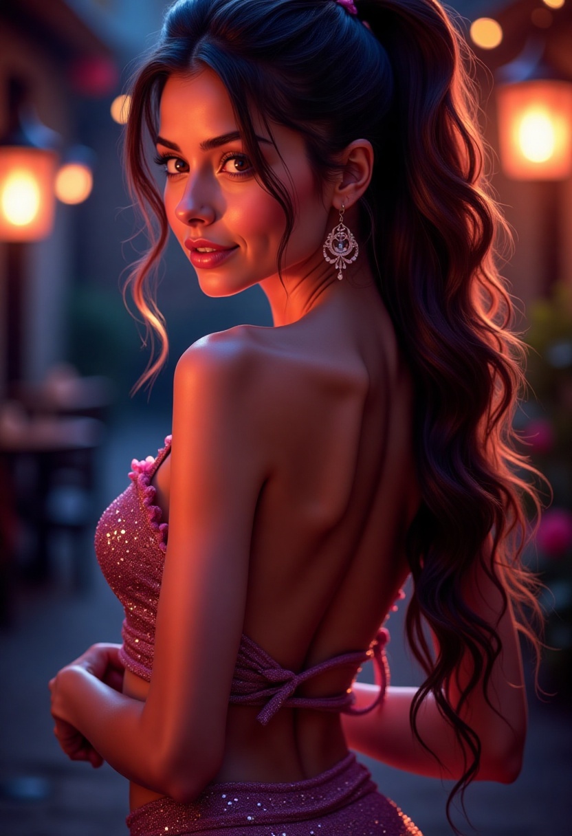 sk_luminescent,  celebrity portrait of a beautiful woman with long light brown hair,  wearing a backless outfit on Tensor.Art
