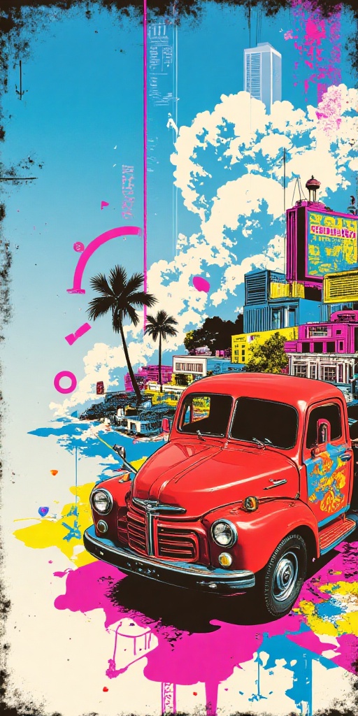 An amazing and captivating abstract illustration,  toy truck,  veichle focus on Tensor.Art