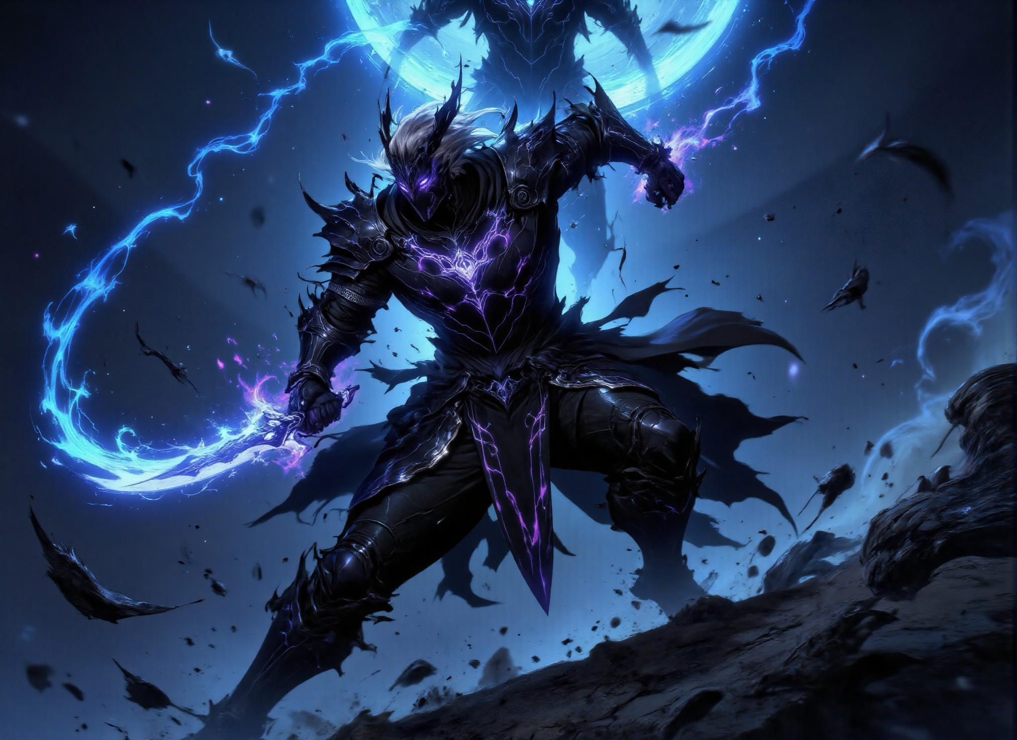 (((A handsome swordsman rushes forward,  swinging his sword through the air,  slicing through monsters on Tensor.Art