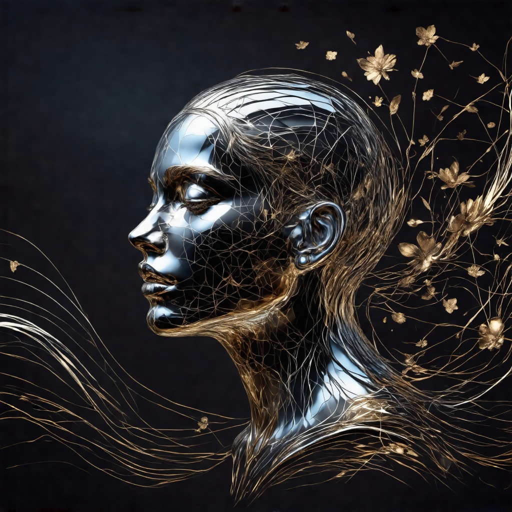 An empathetic empathy mapping design technique,  intricately detailed in silver and gold,  emerges as a profound work of a...