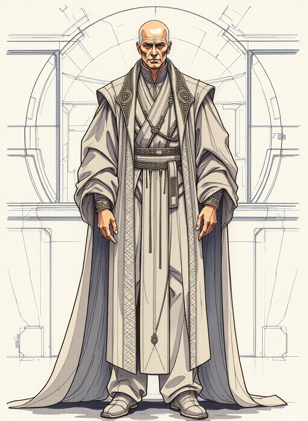 a full-body image of a graceful,  futuristic diplomat and noble,  dressed in an elegant on Tensor.Art