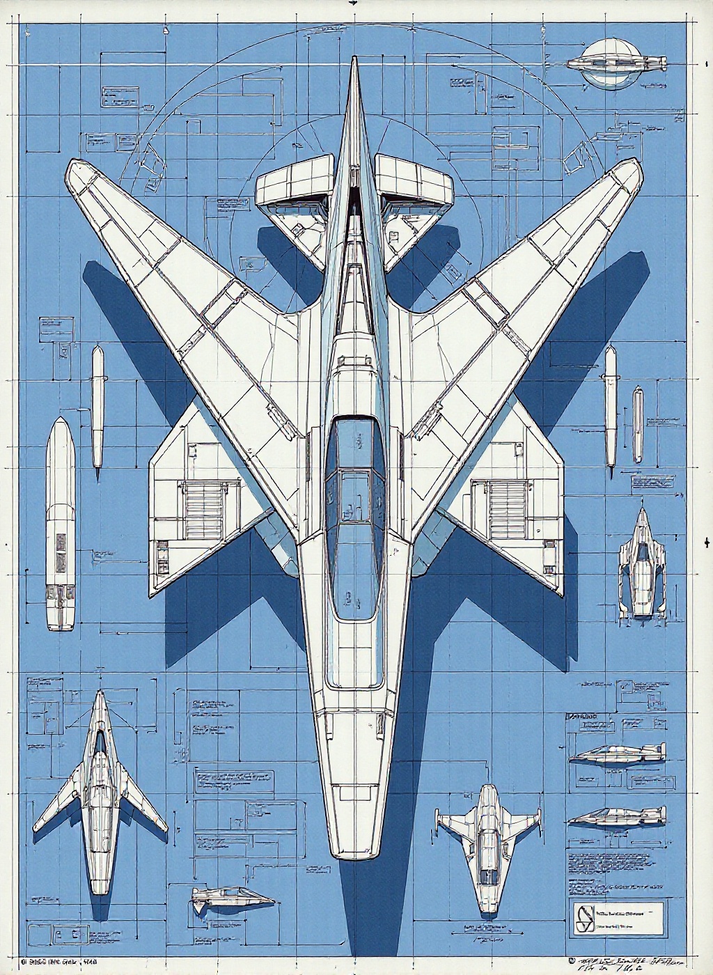 a blueprint of a sleek,  aerodynamic spacecraft designed for high-speed travel in outer space. The craft features elongate...