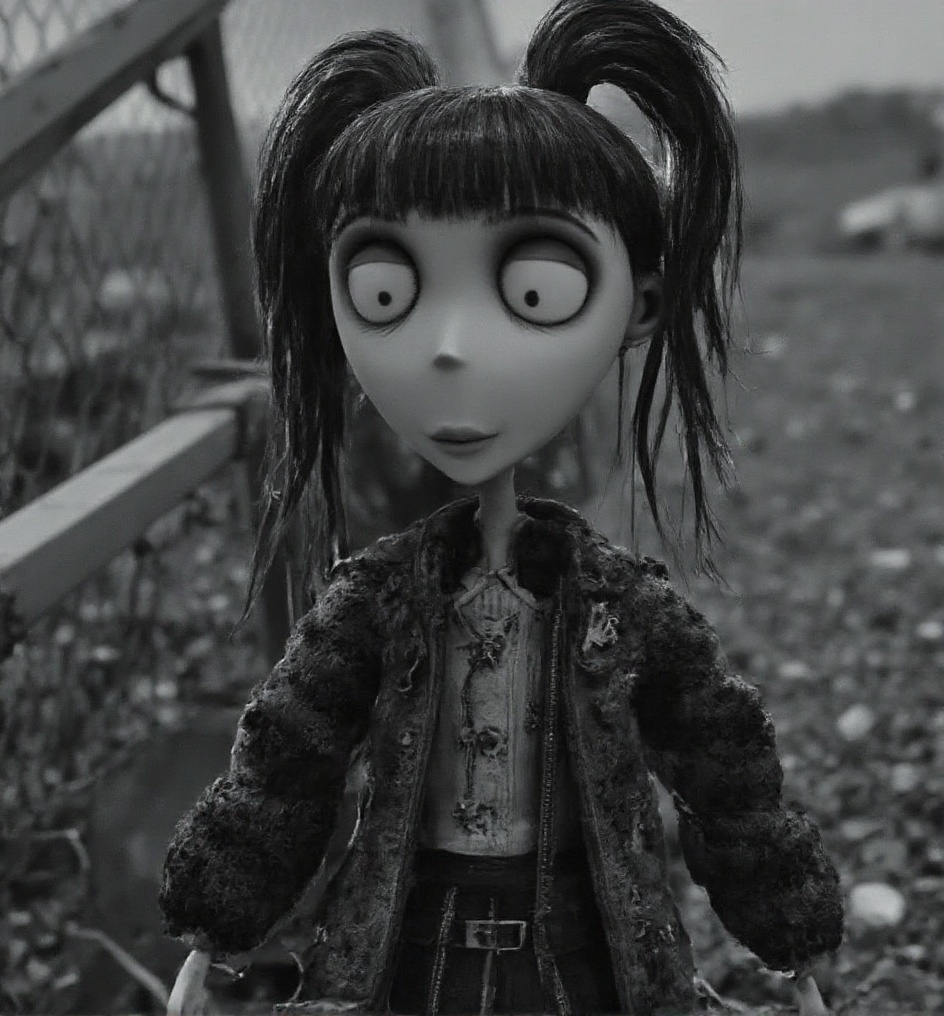 a woman with long,  messy hair over her eyes,  wearing a leather jacket on Tensor.Art
