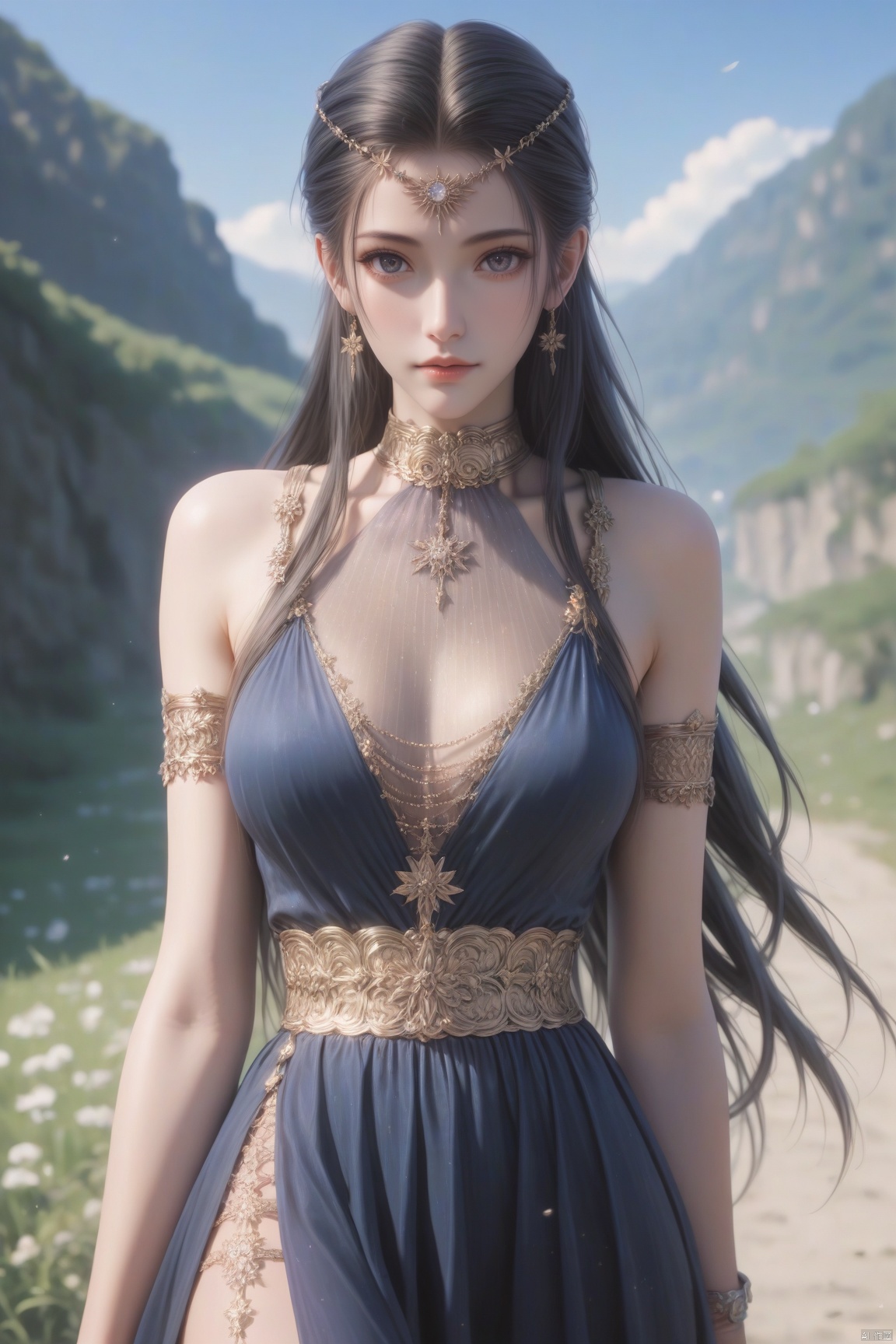 parametersscore_9,score_8_up,score_7_up,source_anime,
,1girl,detailed face,solo,black hair,long hair,outdoor,dress,looking at viewer,pale skin,translucent,
highly detailed,ultra-high resolution,32K UHD,sharp focus,best-quality,masterpiece,