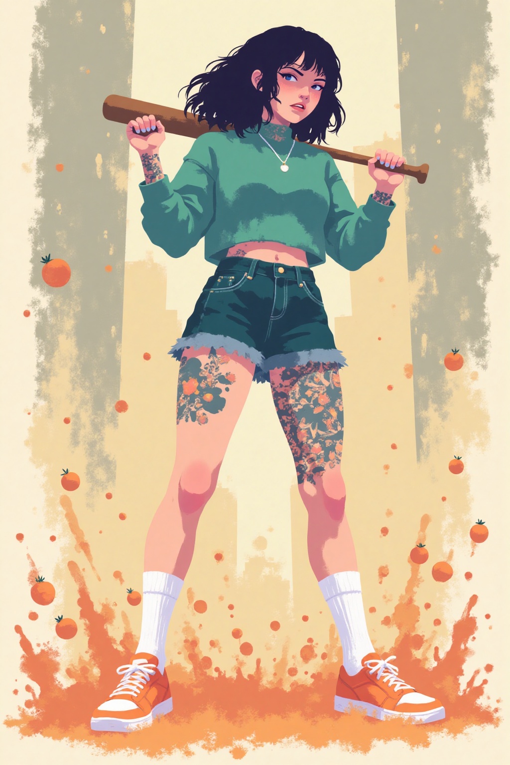 i11ustmin full body,  liquid splash,  cartoonish juicy fruits chaos on Tensor.Art