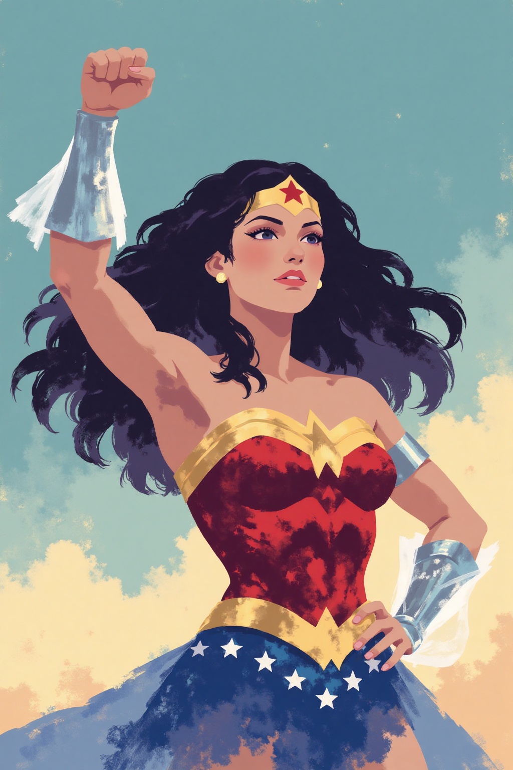 i11ustmin Wonder Woman raising her fist into the air on Tensor.Art